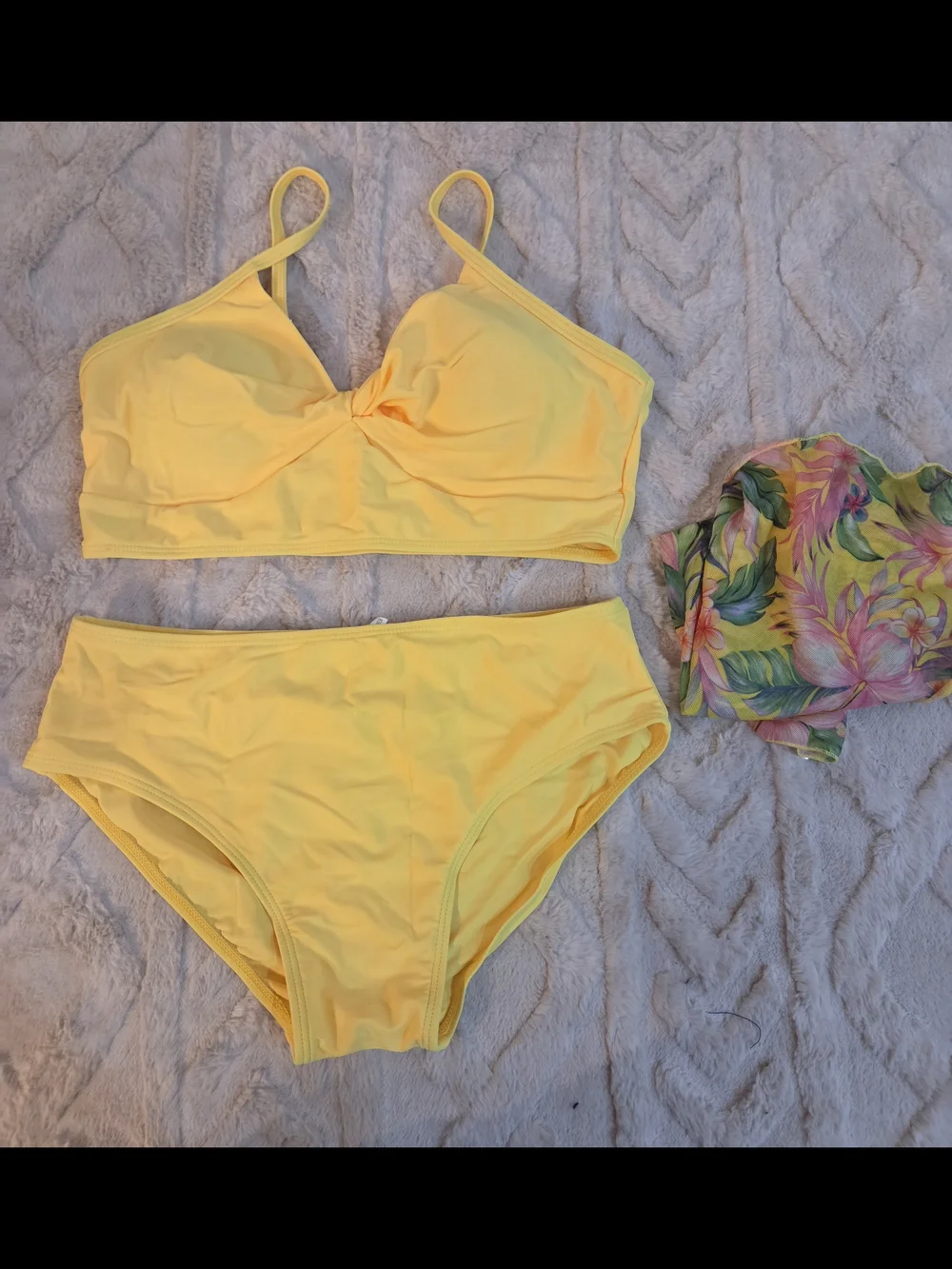 Bright Yellow 3-Piece Bikini‎ Set Teen Tropical Sarong Size Girls 14/15 Swimsuit
